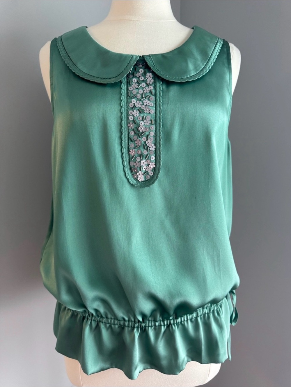 NWT Boden Limited Edition Silk Green Sleeveless Blouse